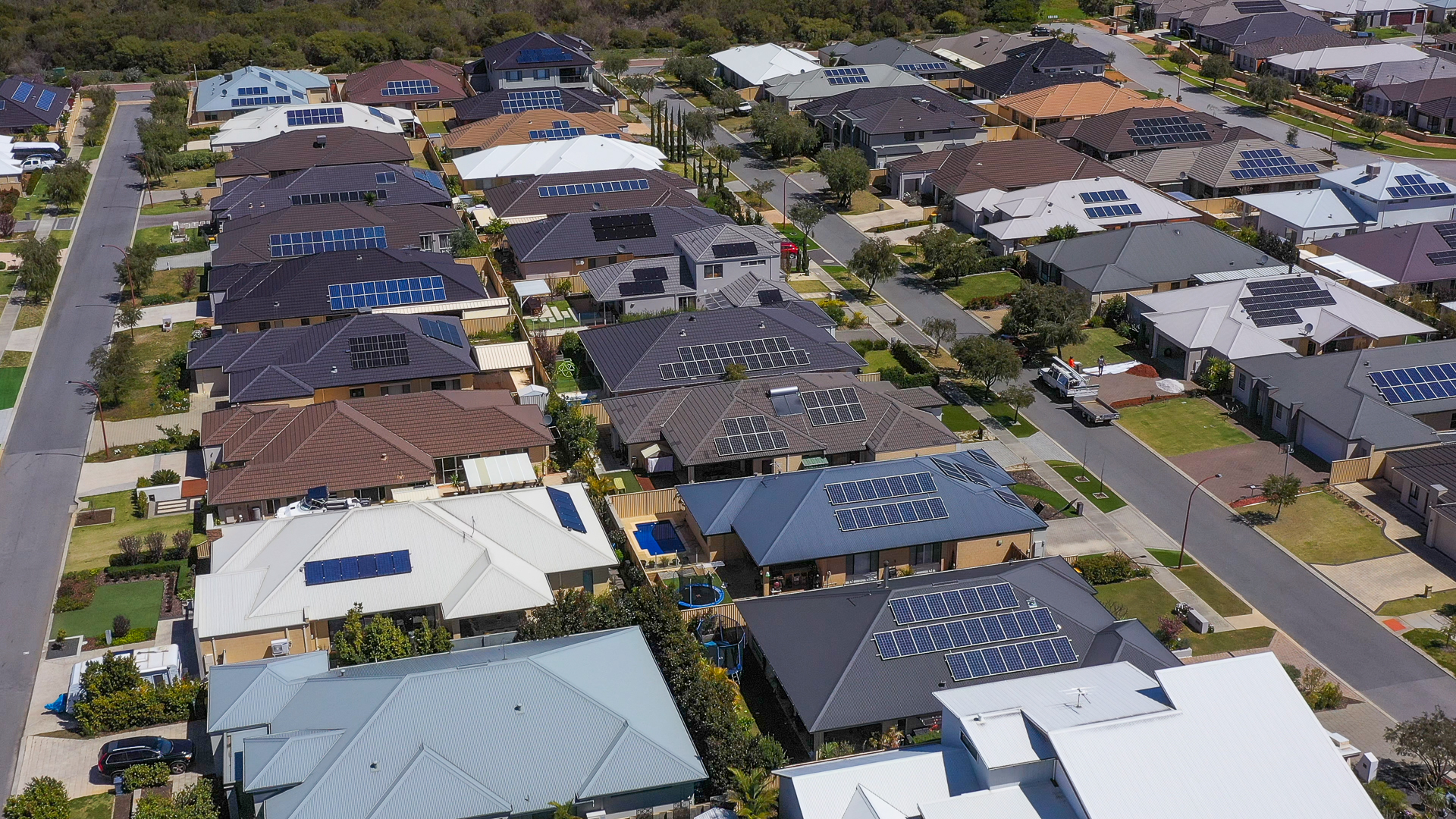 Residential houses with solar panels in Harrisdale Western Australia
